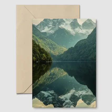 Snow Mountain Reflection Over Calm Lake