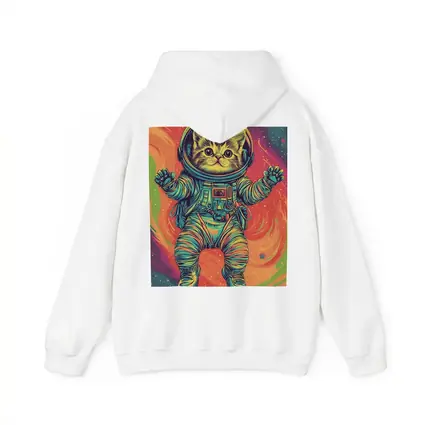 Tabby Cat Astronaut Floating In Colorful Space