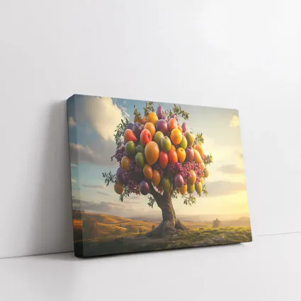Colorful Fruit Tree Golden Countryside Sunset