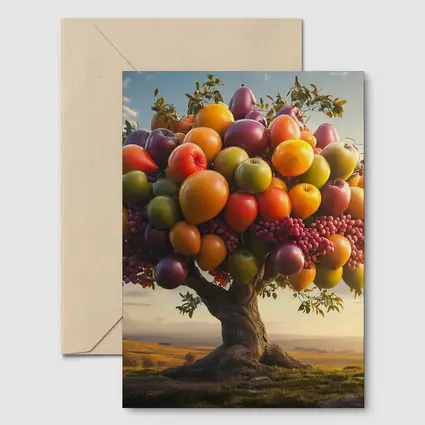 Colorful Fruit Tree Golden Countryside Sunset