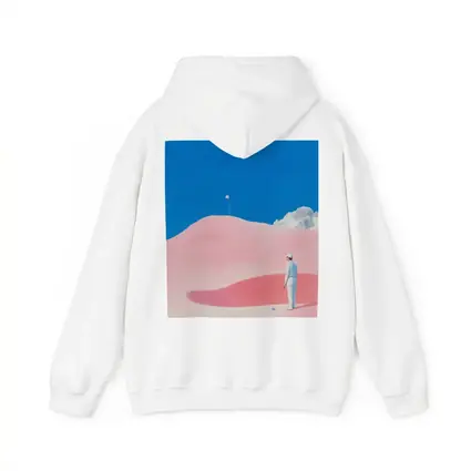 Golfer Pink Dunes Surreal Blue Sky