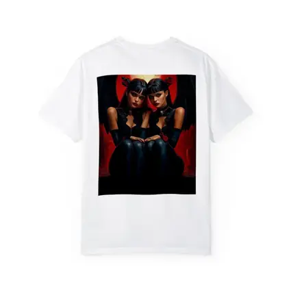Twin Demon Girls Red Moon Dark Fantasy