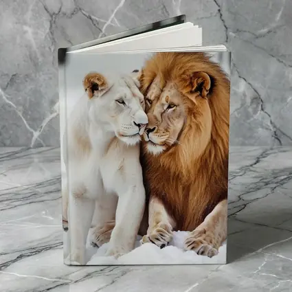 White Lioness and Lion in Snow