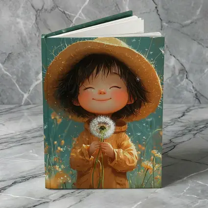Cute Girl Dandelion Field Cartoon Art