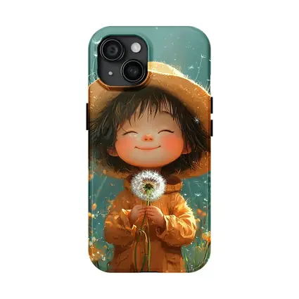 Cute Girl Dandelion Field Cartoon Art