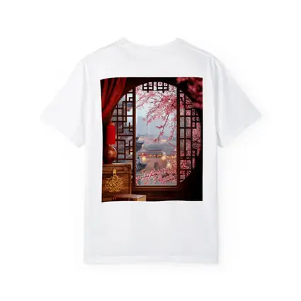 Chinese Window Cherry Blossoms Ancient City View