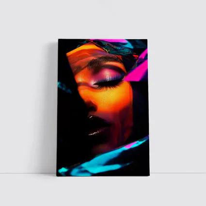 Neon Makeup Woman Dark Cyberpunk Portrait