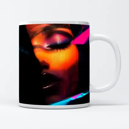 Neon Makeup Woman Dark Cyberpunk Portrait