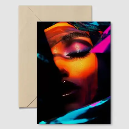 Neon Makeup Woman Dark Cyberpunk Portrait