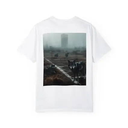 Wolf Pack Roaming Misty Abandoned Industrial Ruins