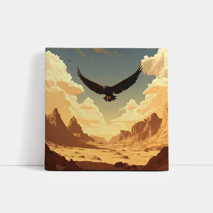Eagle Soaring Over Desert Canyon Illustration
