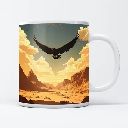 Eagle Soaring Over Desert Canyon Illustration