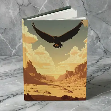 Eagle Soaring Over Desert Canyon Illustration