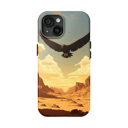 Eagle Soaring Over Desert Canyon Illustration