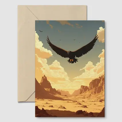 Eagle Soaring Over Desert Canyon Illustration