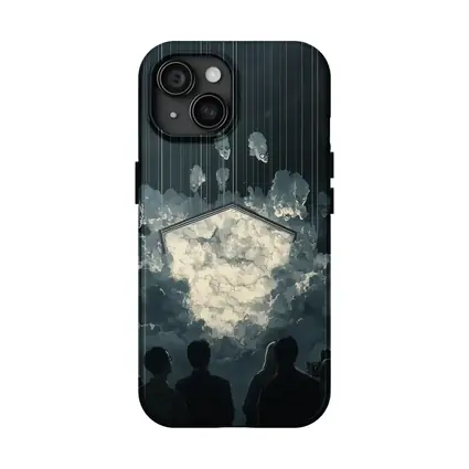 Dark Surreal Crowd Watching Glowing Cloud Portal