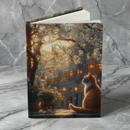 Orange Cat Sitting Under White Blossoms City