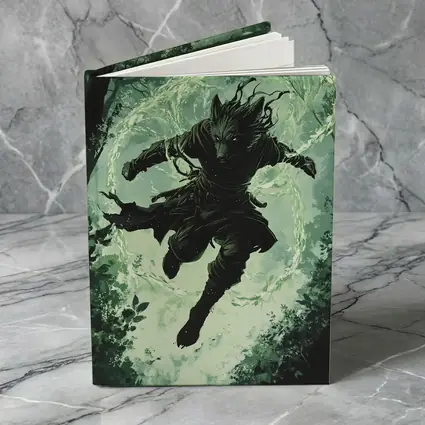 Wolf Warrior Leaping In Mystical Forest