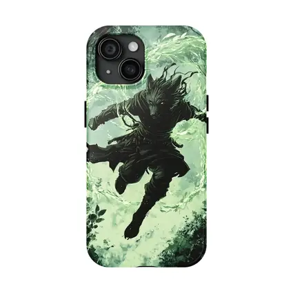 Wolf Warrior Leaping In Mystical Forest