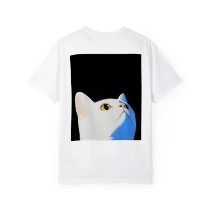 White Cat Yellow Eyes Black Background Art