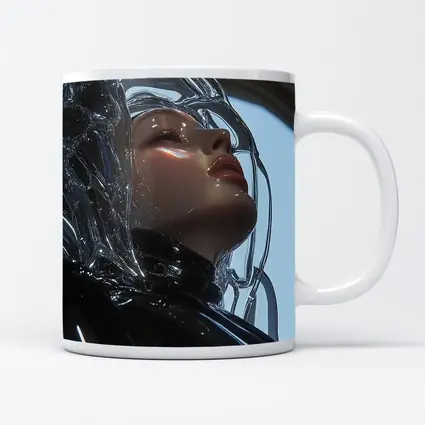 Futuristic Woman Glass Hair Black Outfit
