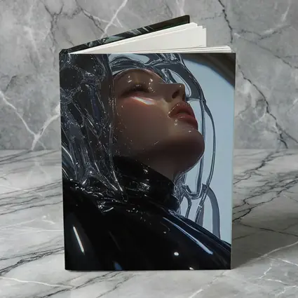 Futuristic Woman Glass Hair Black Outfit
