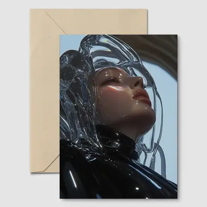 Futuristic Woman Glass Hair Black Outfit