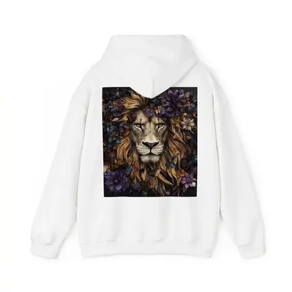 Lion Portrait Dark Floral Botanical Art