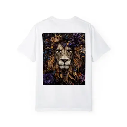 Lion Portrait Dark Floral Botanical Art