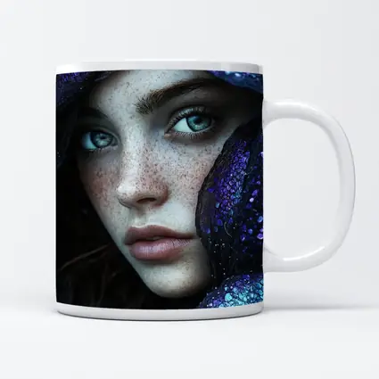 Freckled Woman Fantasy Purple Dragon Scale Portrait