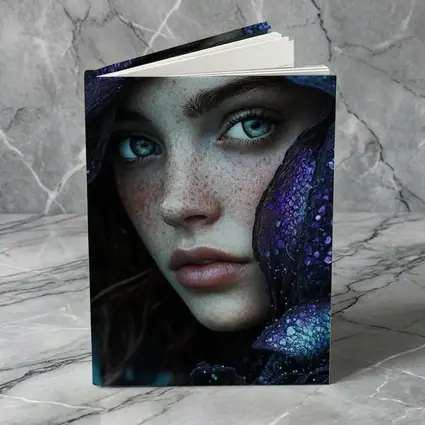 Freckled Woman Fantasy Purple Dragon Scale Portrait