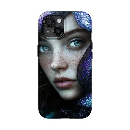 Freckled Woman Fantasy Purple Dragon Scale Portrait