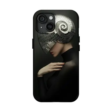 Woman Disco Ball Head Dark Background