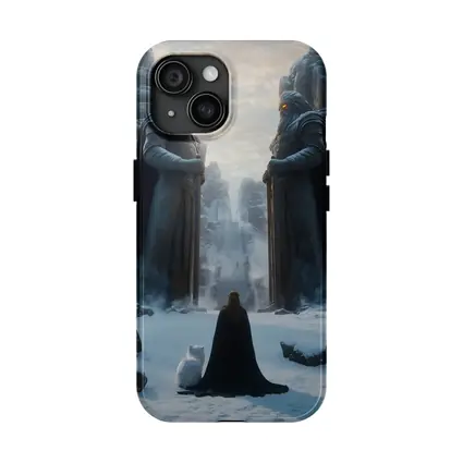 Cloaked Figure Cat Ancient Stone Guardians Snow