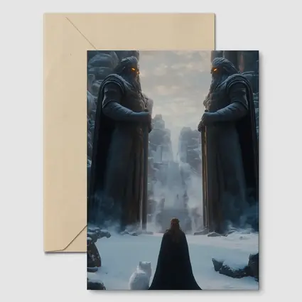 Cloaked Figure Cat Ancient Stone Guardians Snow