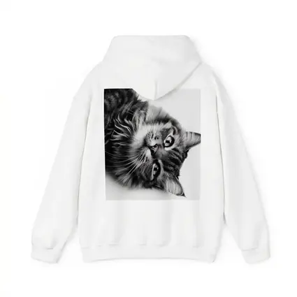 Maine Coon Cat Black and White Portrait