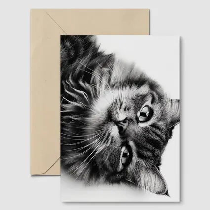 Maine Coon Cat Black and White Portrait