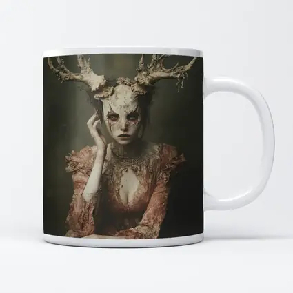 Dark Fantasy Woman With Antlers Gothic Portrait