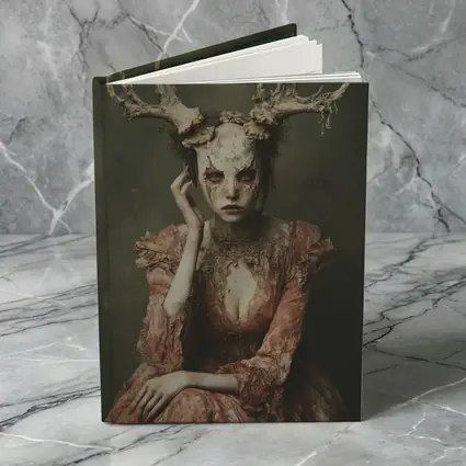 Dark Fantasy Woman With Antlers Gothic Portrait