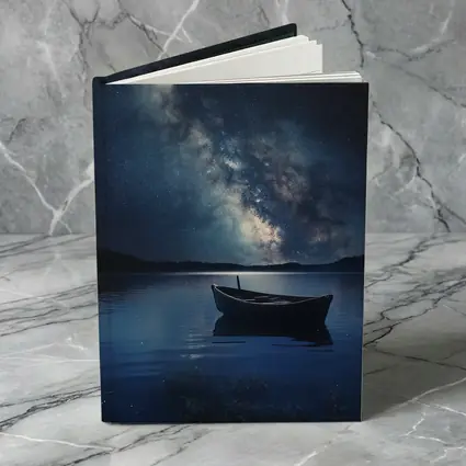 Lone Boat On Lake Under Milky Way