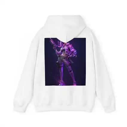Cyberpunk Girl Neon Purple Dark Background