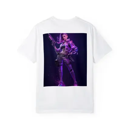 Cyberpunk Girl Neon Purple Dark Background
