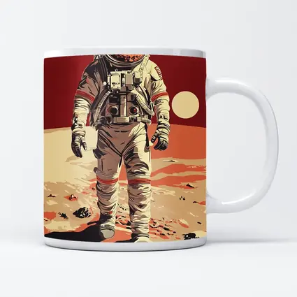 Astronaut Walking On Red Planet Surface