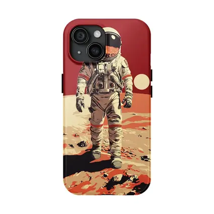 Astronaut Walking On Red Planet Surface