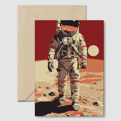 Astronaut Walking On Red Planet Surface