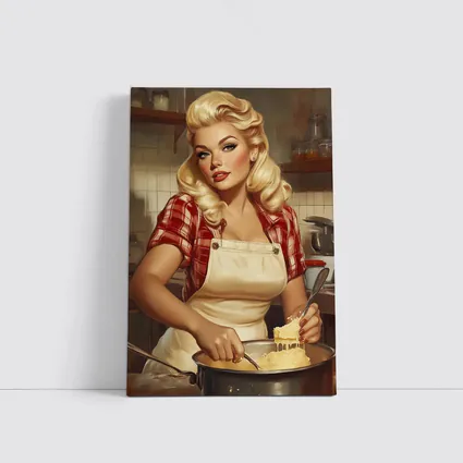 Retro Pin Up Girl Cooking Kitchen Art