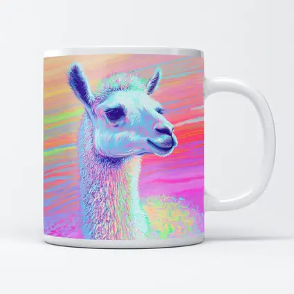 Pastel Rainbow Alpaca Llama Portrait Art