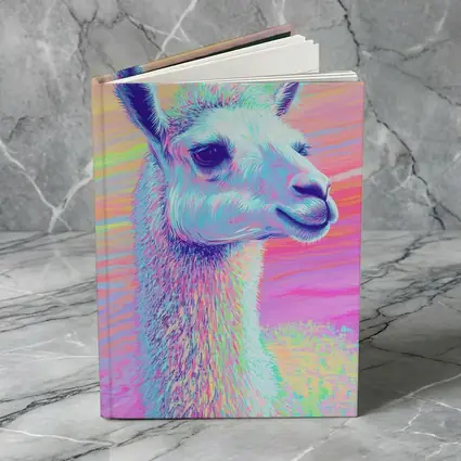 Pastel Rainbow Alpaca Llama Portrait Art
