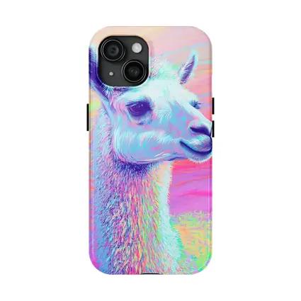 Pastel Rainbow Alpaca Llama Portrait Art