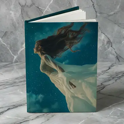 Woman Floating in Starry Night Sky